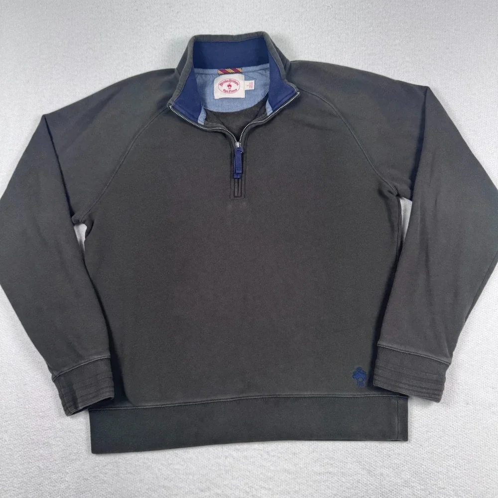 Brooks Brothers Red Fleece‎ Pullover 1/4 Zip Mens Large Green/Gray Logo